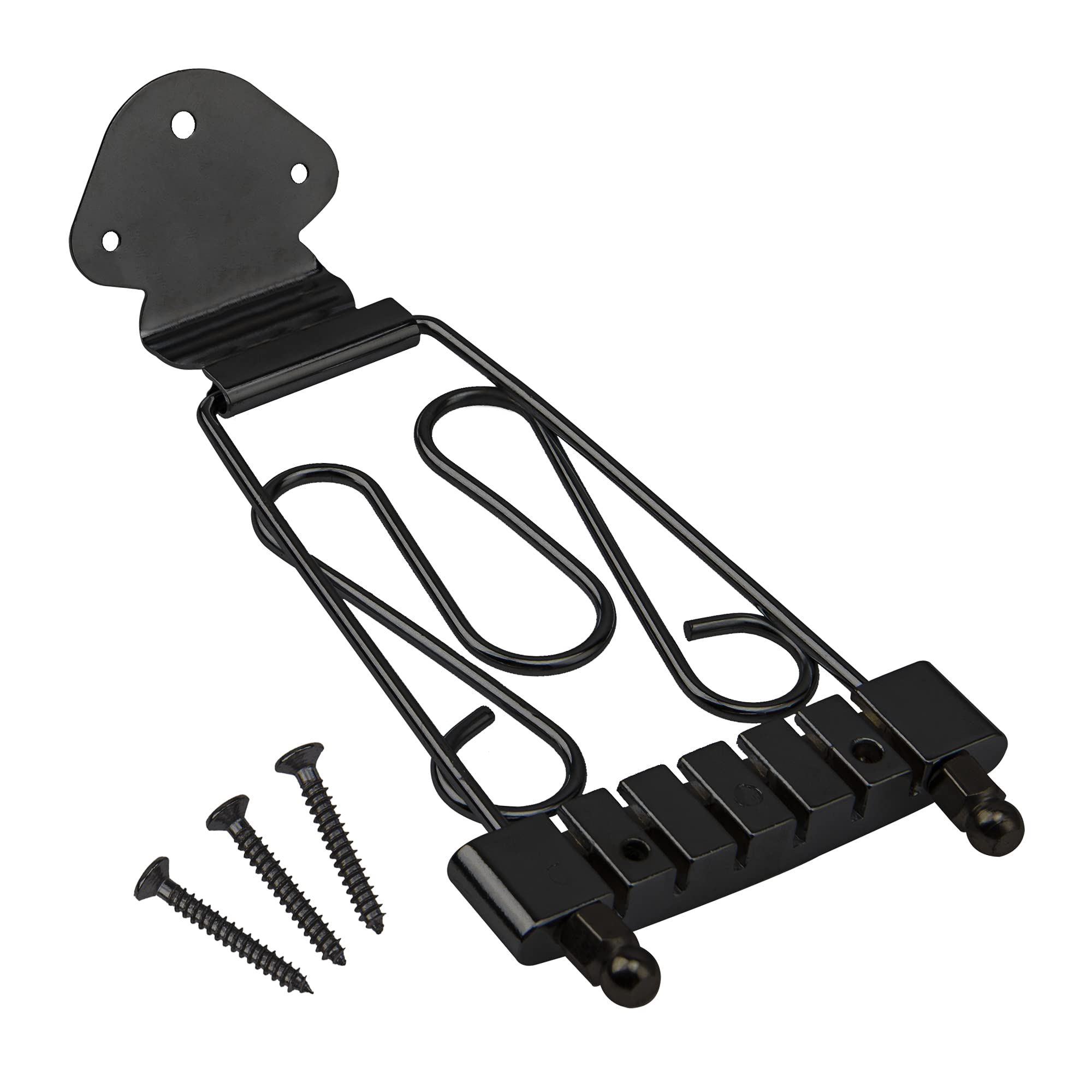 1Pcs Yootones 6 String Trapeze Tailpiece Guitar Bridge with Screws Compatible with Jazz Archtop Electric Guitars (Black)